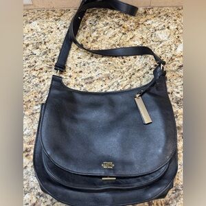 Vince Camuto Baily Leather Black Crossbody Handbag Flap Over Purse